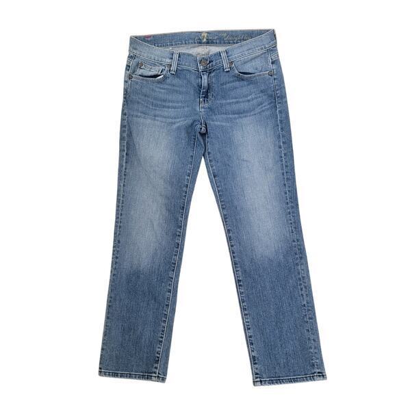 Seven‎ 7 For All Man Kind Denim Jeans Crop Straight Leg Low Rise Medium Wash 26 - Picture 1 of 13